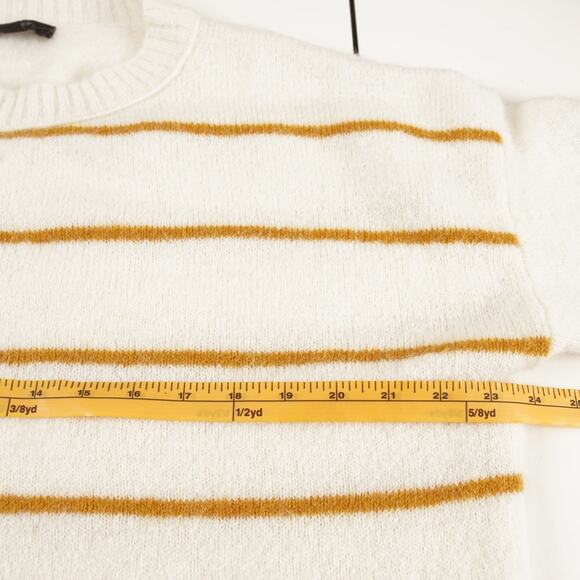 J Crew Alpaca Striped Orange Ivory Cream Crewneck Sweater Womens Sz S - Picture 3 of 11